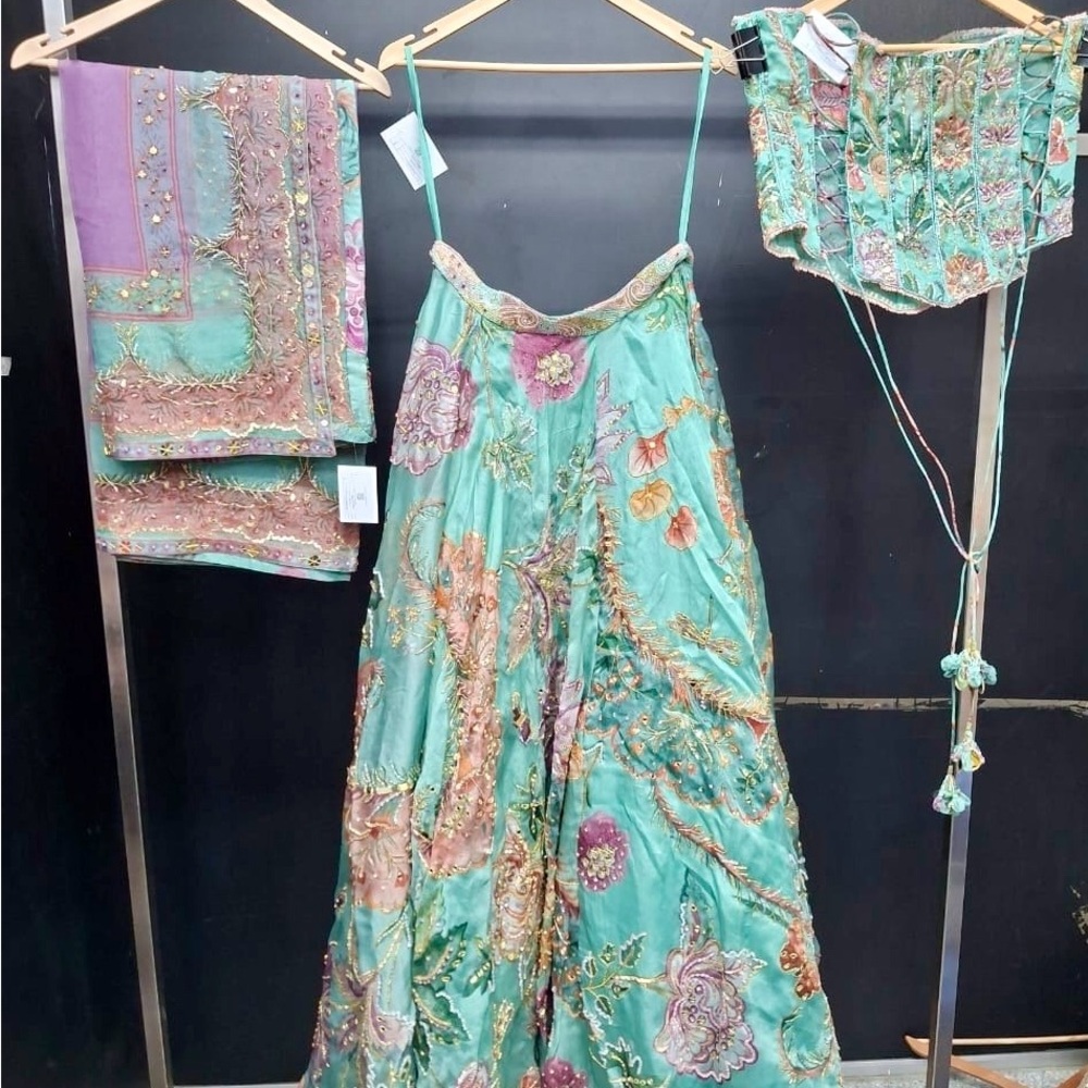 Elegant Lavender and Teal Embroidered Corset Wedding Lehenga from Mahima Mahajan - Picture 5 of 5
